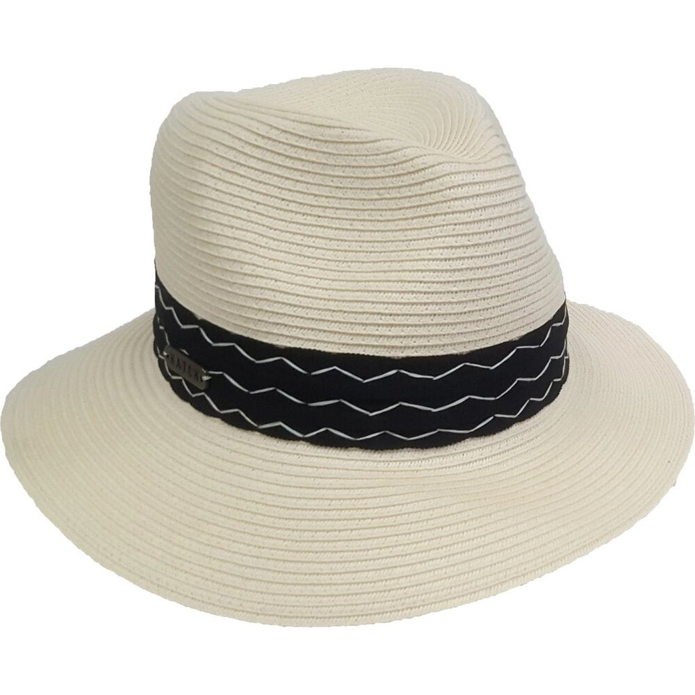 White Straw Toyo braid womens hat packable adjustable fedora summer Br…